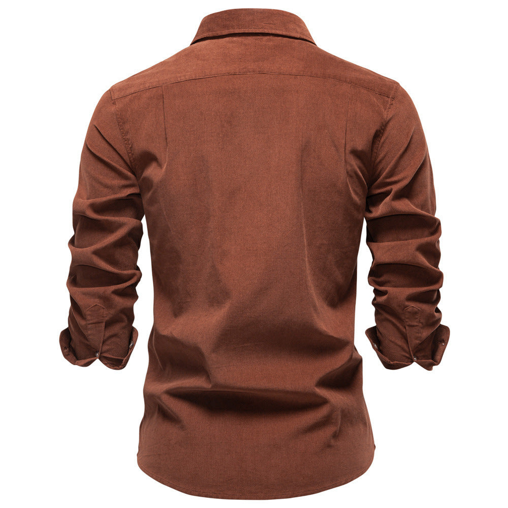 Men's Corduroy Pure Cotton Business Casual Long Sleeve Shirt