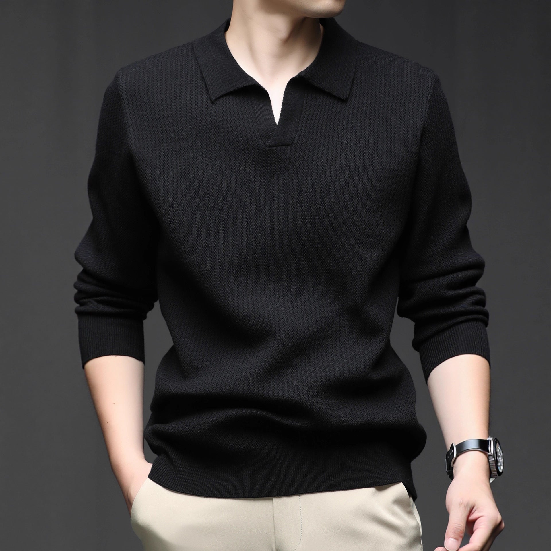 Men's Autumn Simple Casual All-match Loose Inner Wear Bottoming Shirt Sweater