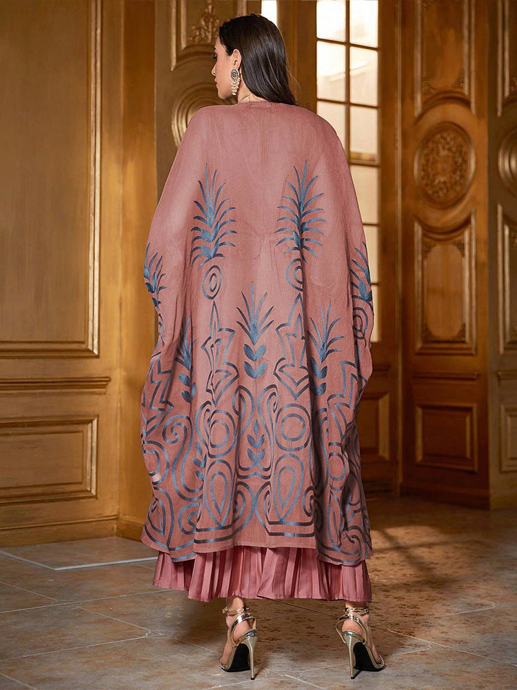 Fashion  Embroidered 34 Sleeve Dubai Robe