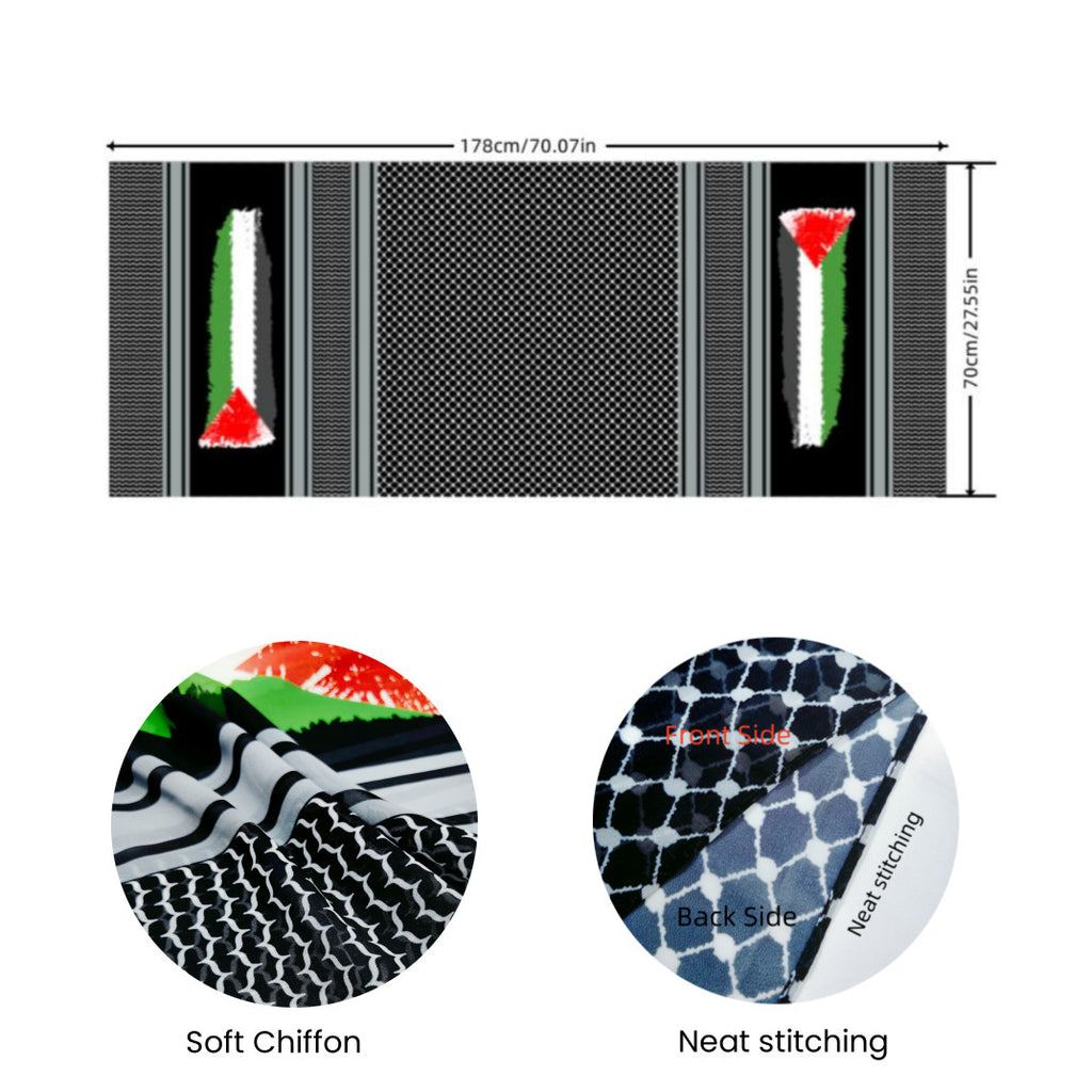 Flag Print Chiffon Scarf Arab Fashion Scarf Middle East Dubai Shawl