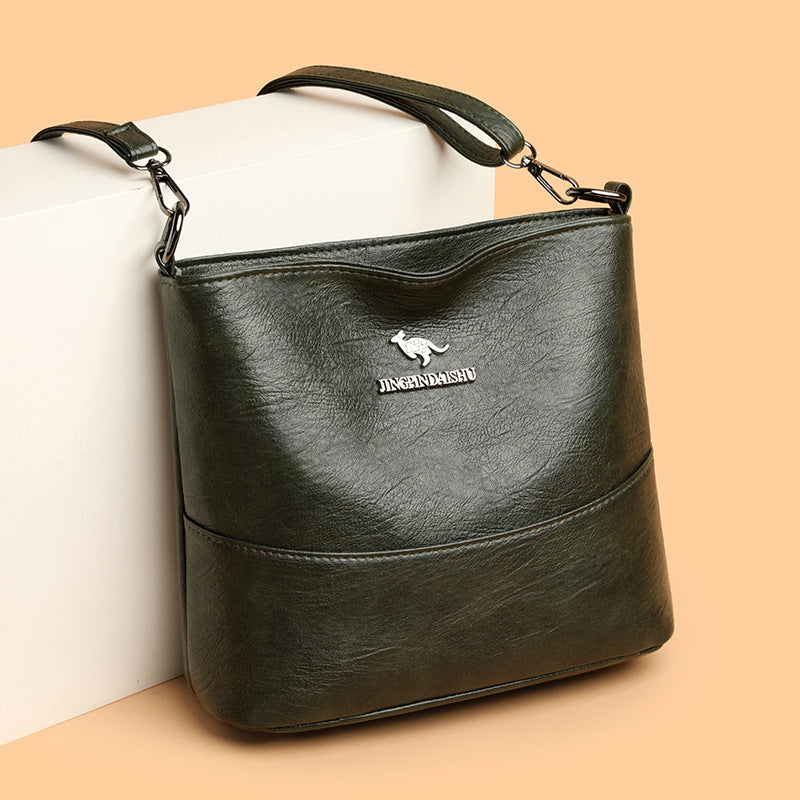 New Stylish Good Texture Soft Leather Wide Strap Crossbody Bag