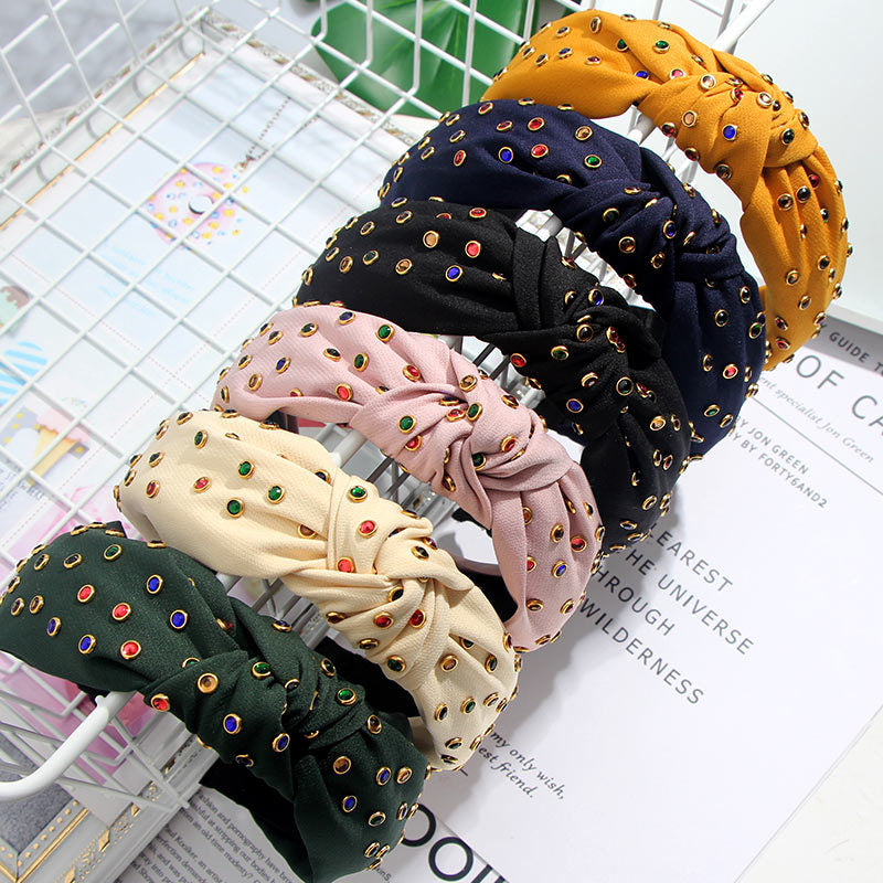 Hot Rhinestone Color Flashing Rhinestone Knotted Headband