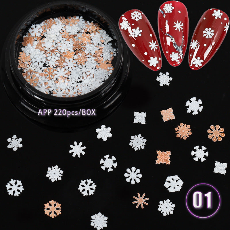 Ultra Thin Computer Chip Manicure Hollow Metal Chip English Letter Snowflake Christmas Nail Patch