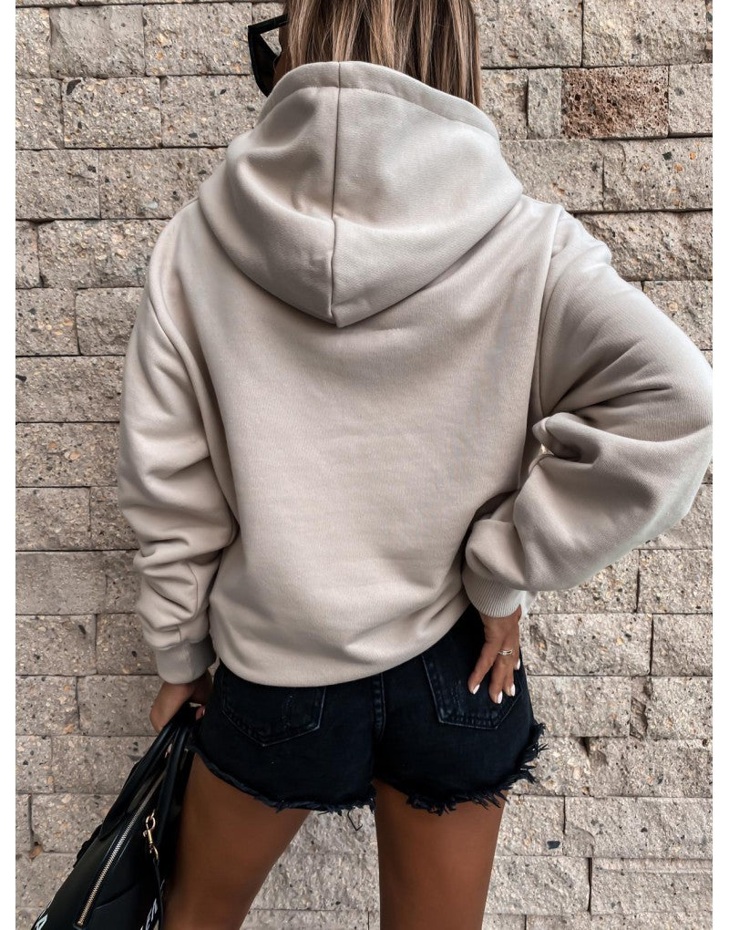 Women's Long Sleeve Solid Color Pullover Hoodie
