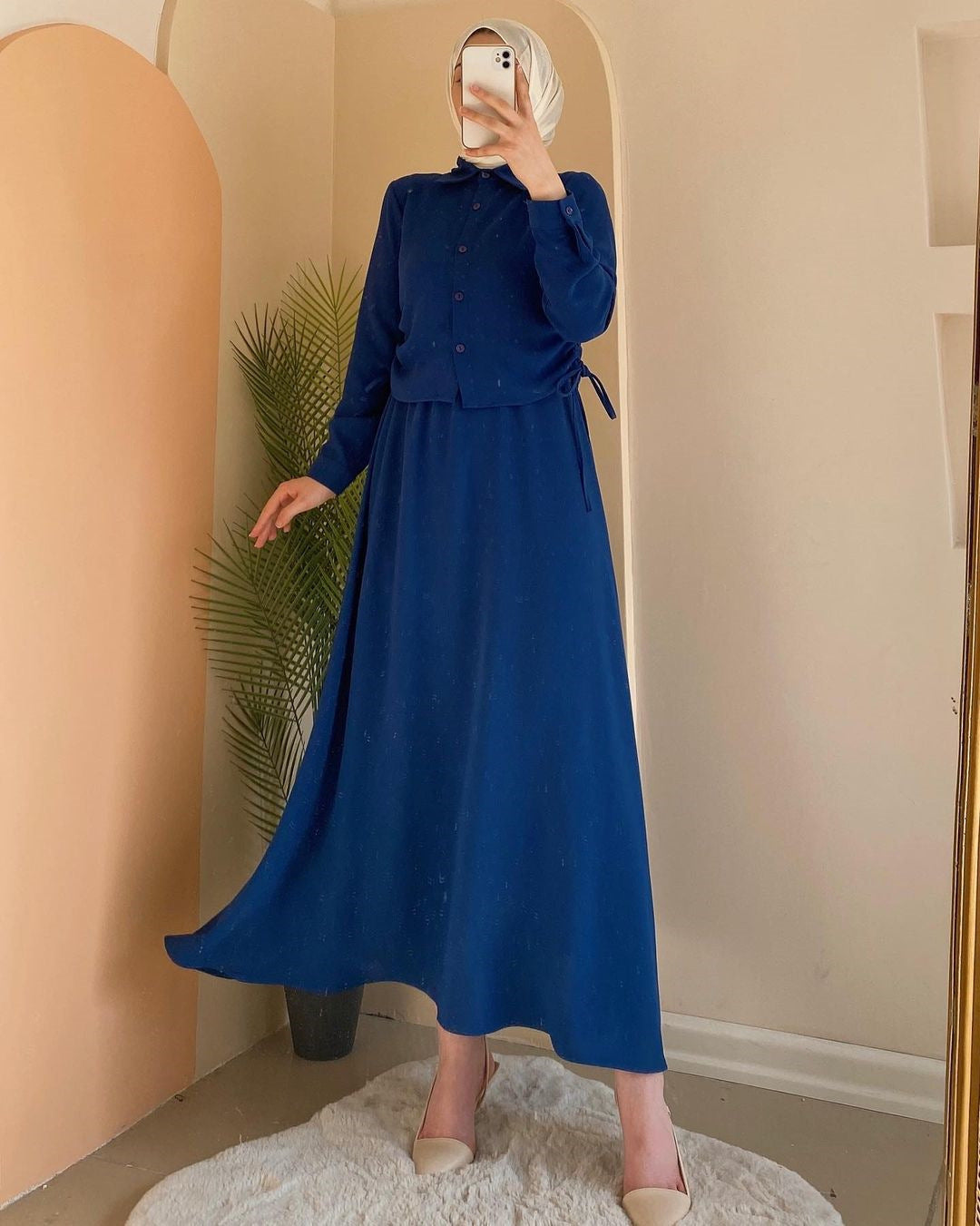 Skirt Suit Middle East Arab Long Sleeve Shirt Dress