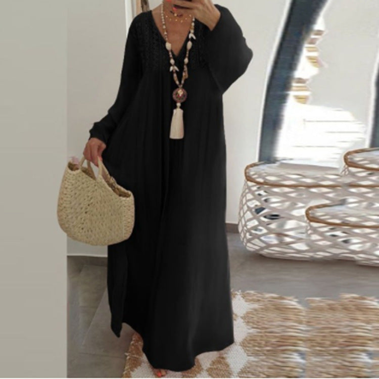 Long sleeve dress with lace stitching