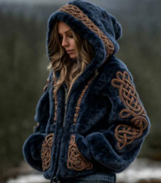 Autumn And Winter Relaxed-fit Hoodie Top Casual Drop-shoulder Vintage Printed Sweater