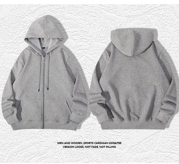 420g European And American Plus Size Zipper Hooded Sweater Men