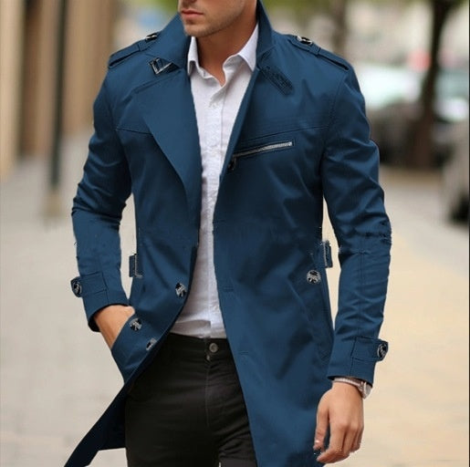 Autumn New Plus Size Lapel Mid-length Men's Casual Jacket
