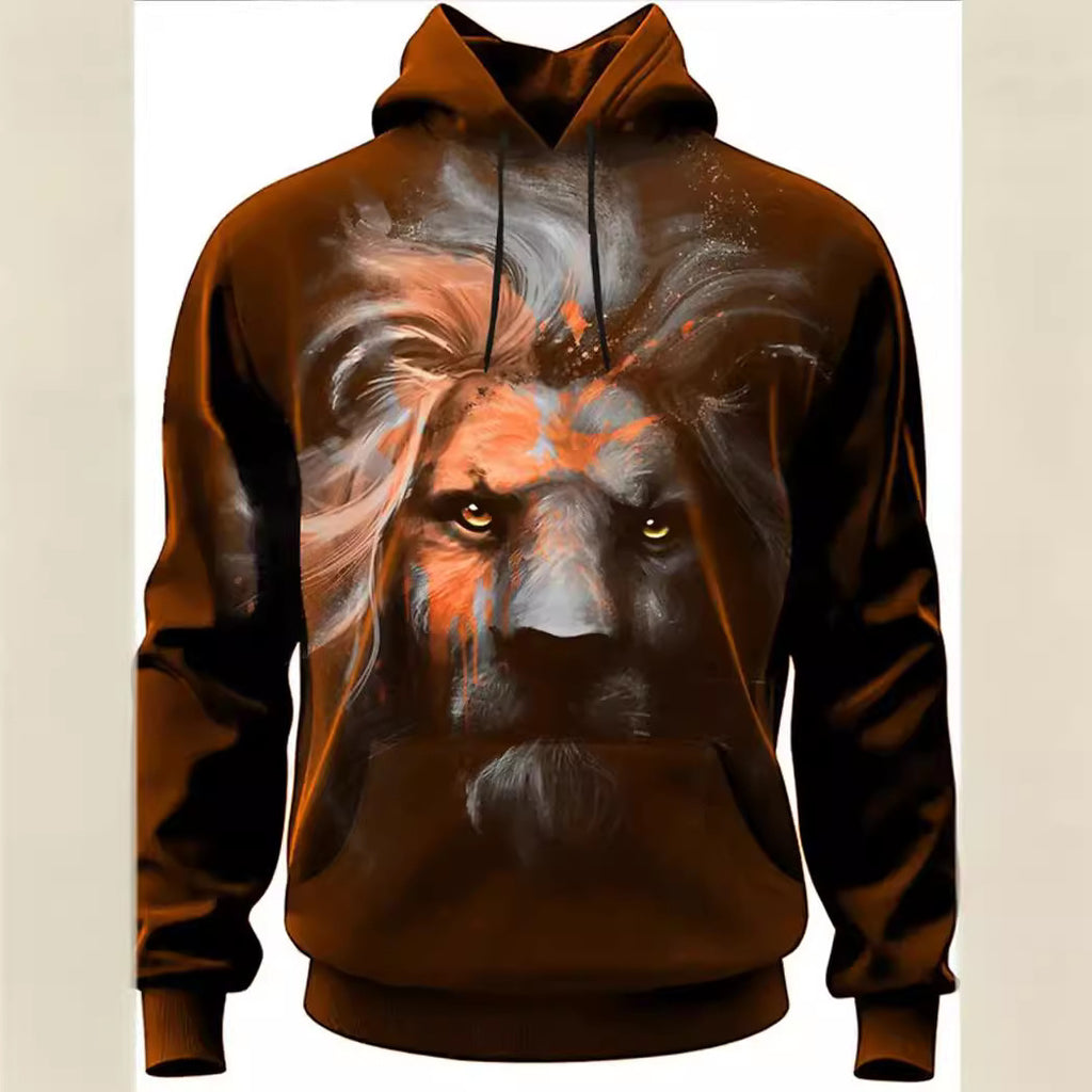 Fashion Brand Lion's Head 3D Hoodie Fashion Men And Women