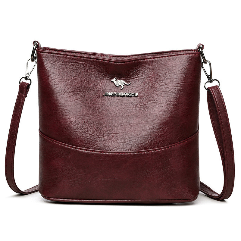 New Stylish Good Texture Soft Leather Wide Strap Crossbody Bag