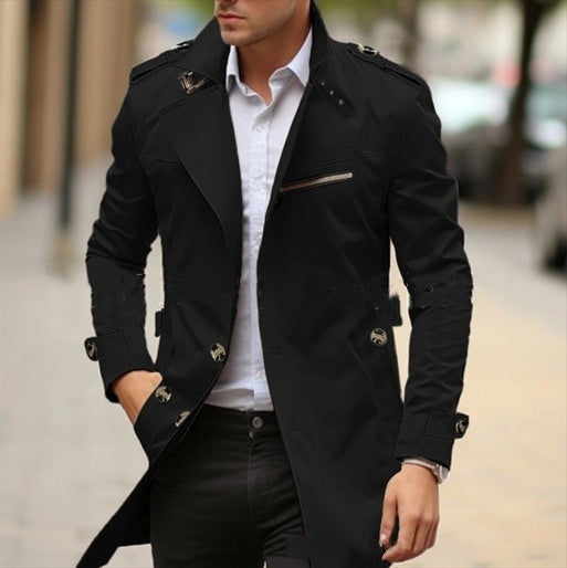 Autumn New Plus Size Lapel Mid-length Men's Casual Jacket