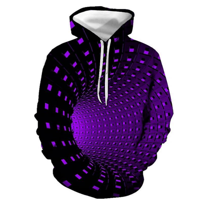 3d Plus Size Swirl Print Long-sleeved Hoodie Men's Sweater