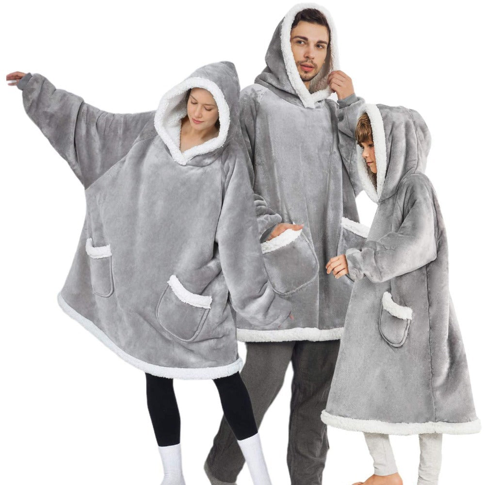 Lazy Pullover Pajamas Women's Thermal Clothes Lambswool TV Blanket Hug Hoodie TV Cold Protective Clothing