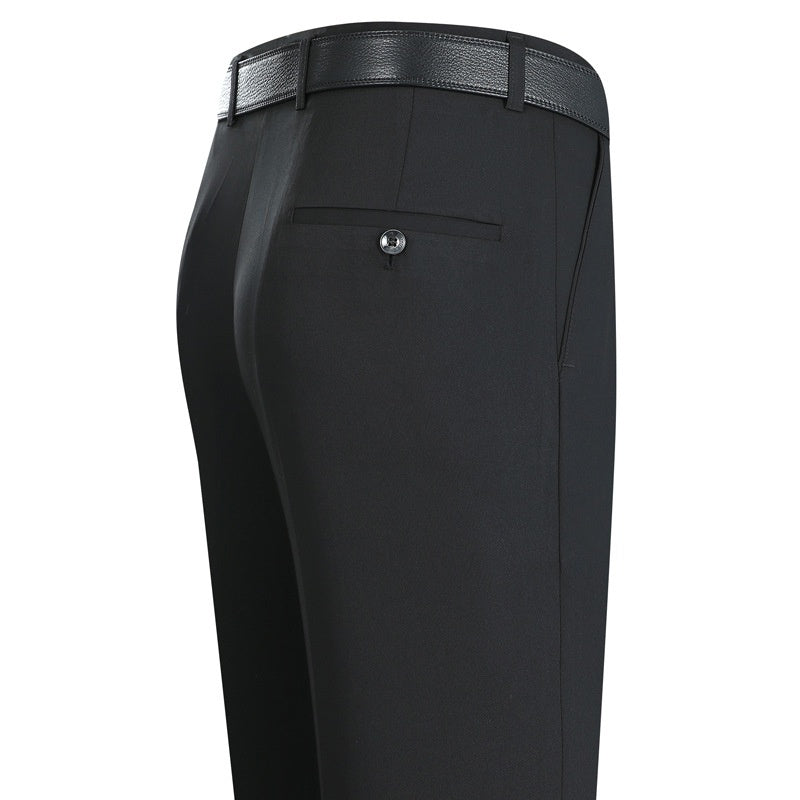 Men's Mulberry Silk Suit Pants Business Straight High Waist Non-ironing