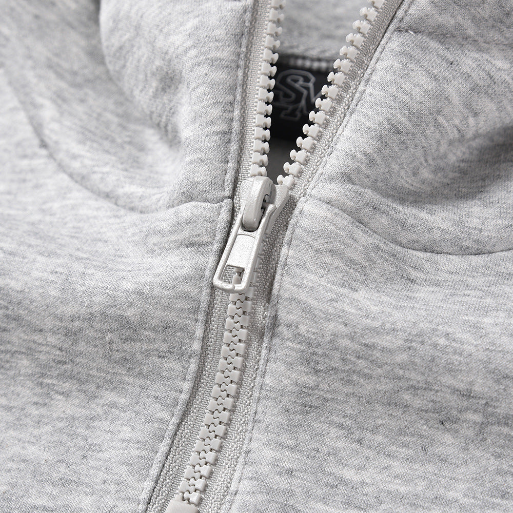 Solid Color All-matching Loose Casual Half Zip Pullover Hoodie