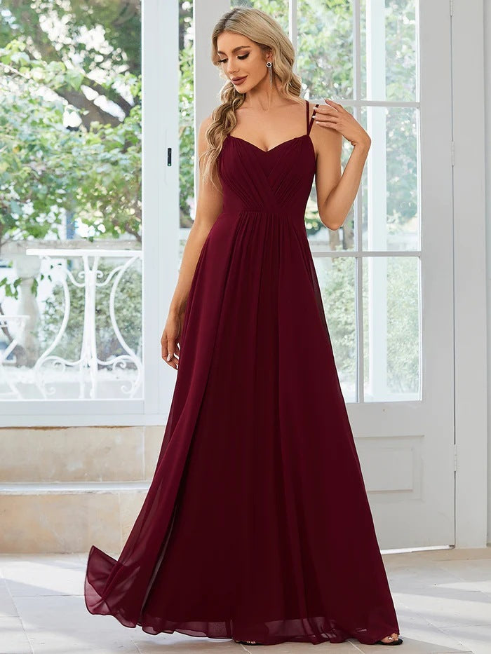 Sling Banquet Temperament Long Pleating Dress