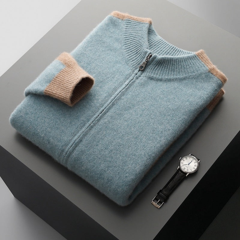 Men's Half Turtleneck Zipper Cardigan Thickened Sweater Warm Multi-color Coat