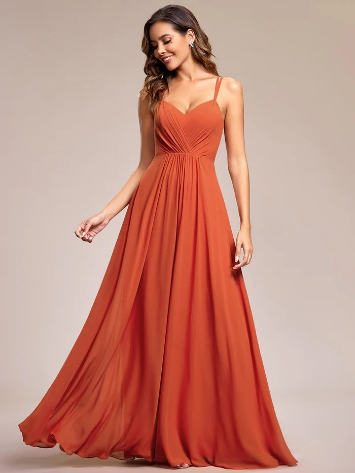 Sling Banquet Temperament Long Pleating Dress