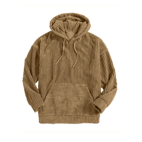 Corduroy Long Sleeve Solid Drop Shoulder Hoodie