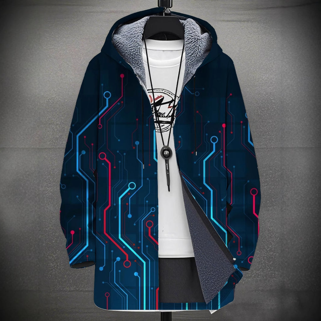 Digital Printing Plus Velvet Men's Casual Jacket