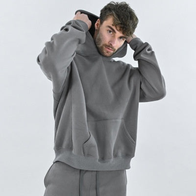 Sports Casual Solid Color Light Plate Long Sleeve Plus Velvet Hoodie