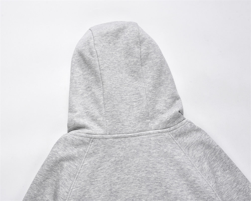 Solid Color All-matching Loose Casual Half Zip Pullover Hoodie