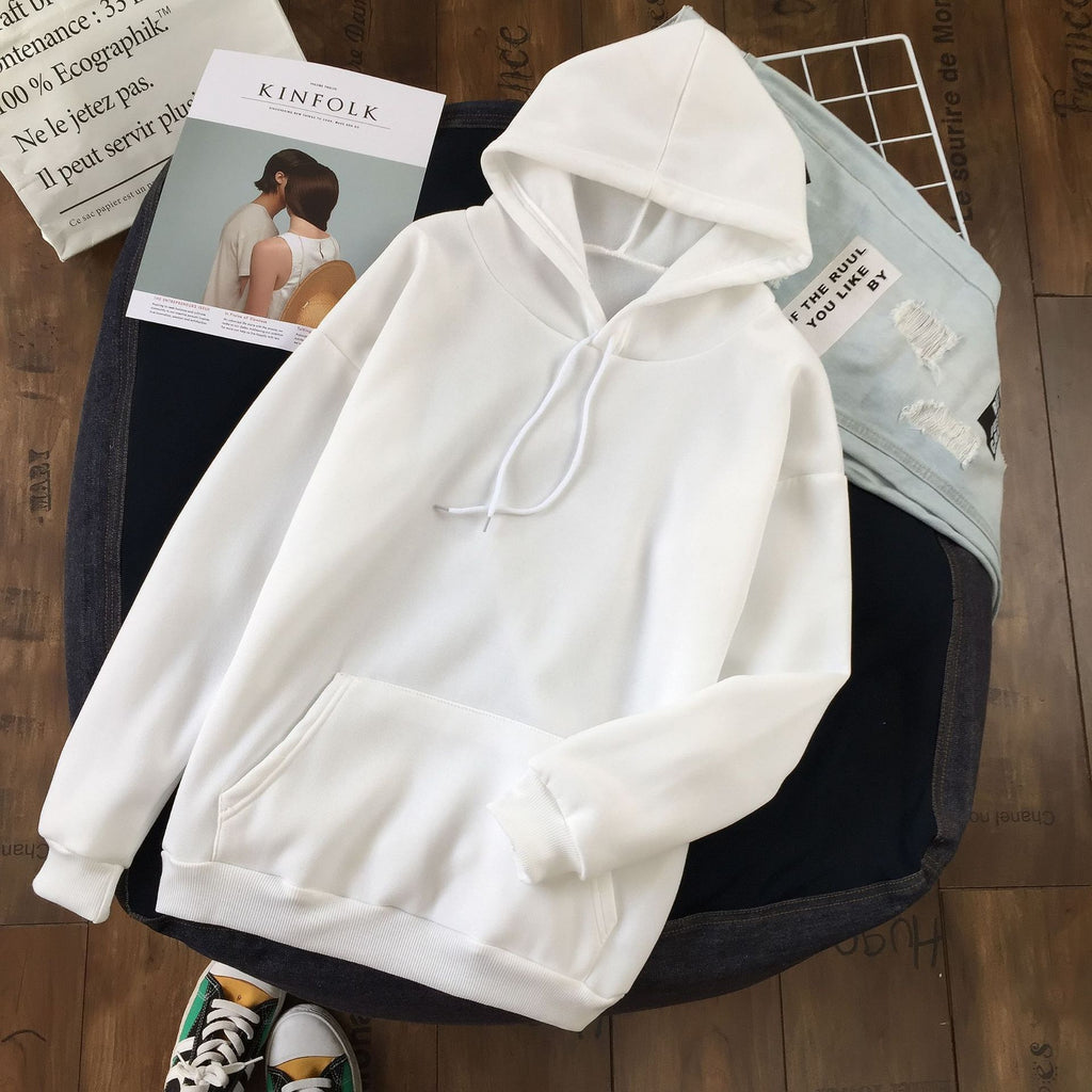 Long Sleeve Solid Color Hooded Sweater Couple