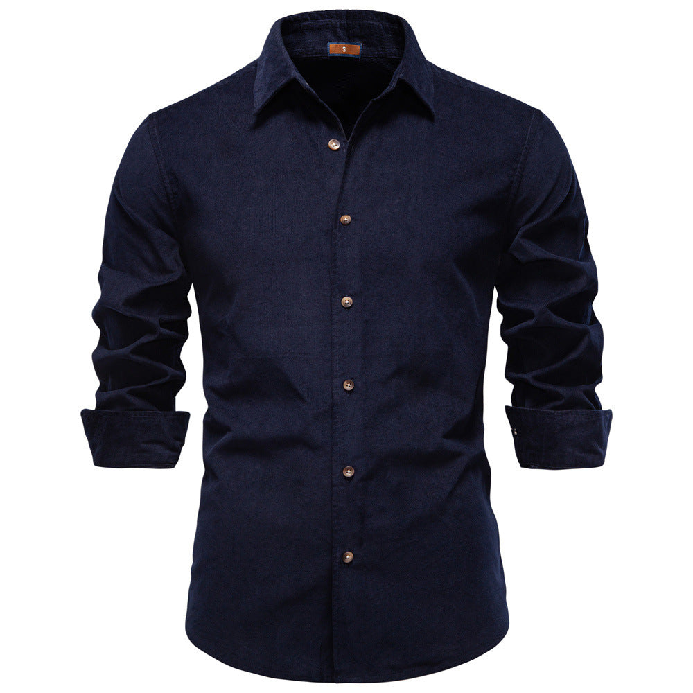 Men's Corduroy Pure Cotton Business Casual Long Sleeve Shirt