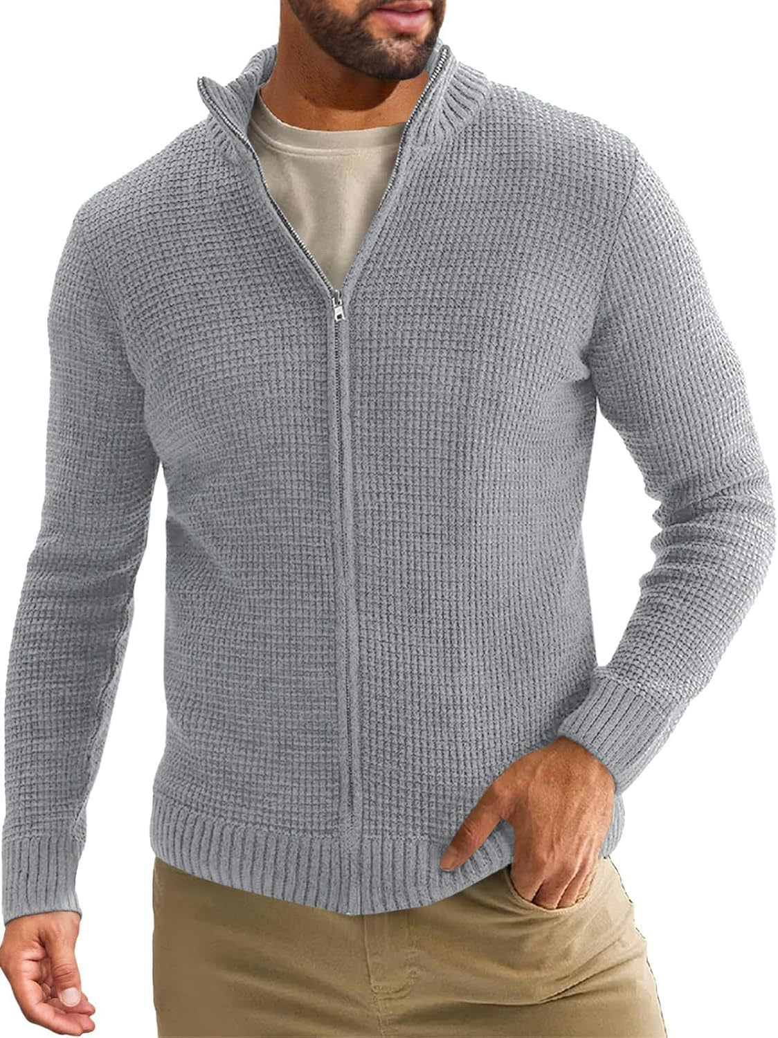 Men's Half-high Collar Cardigan Sweater Coat
