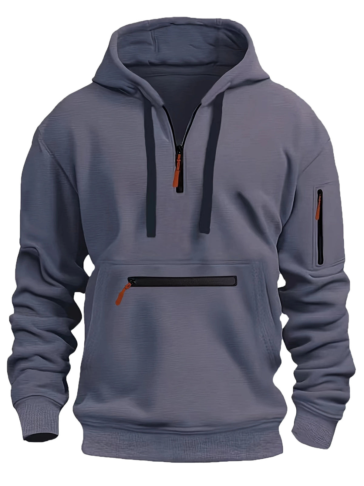 Waterproof Zipper Multi-pocket Hoodie Men's Sport Casual Sweatshirt