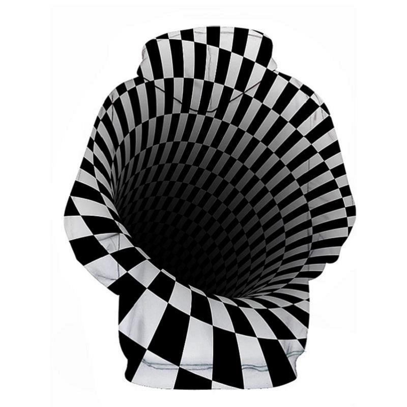 3d Plus Size Swirl Print Long-sleeved Hoodie Men's Sweater