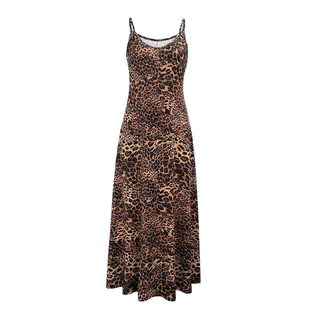 Casual Fashion Loose Sleeveless Round Neck Leopard Print Dress