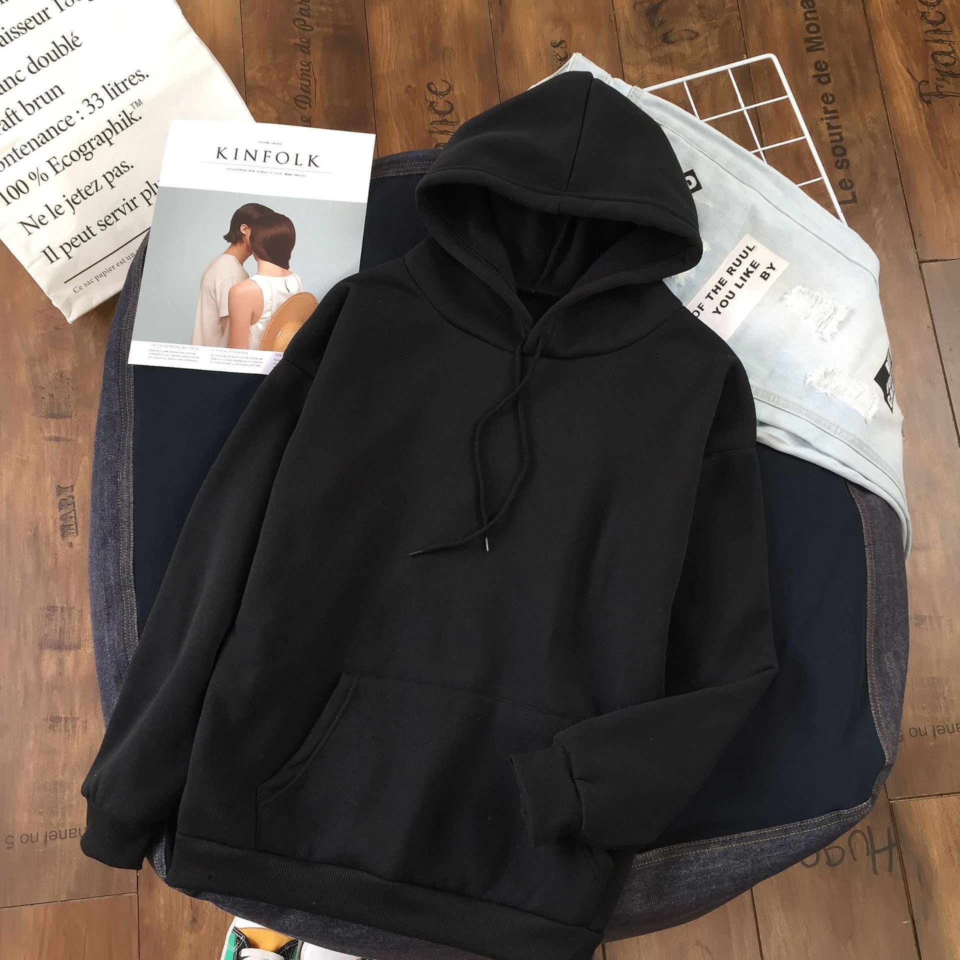 Long Sleeve Solid Color Hooded Sweater Couple