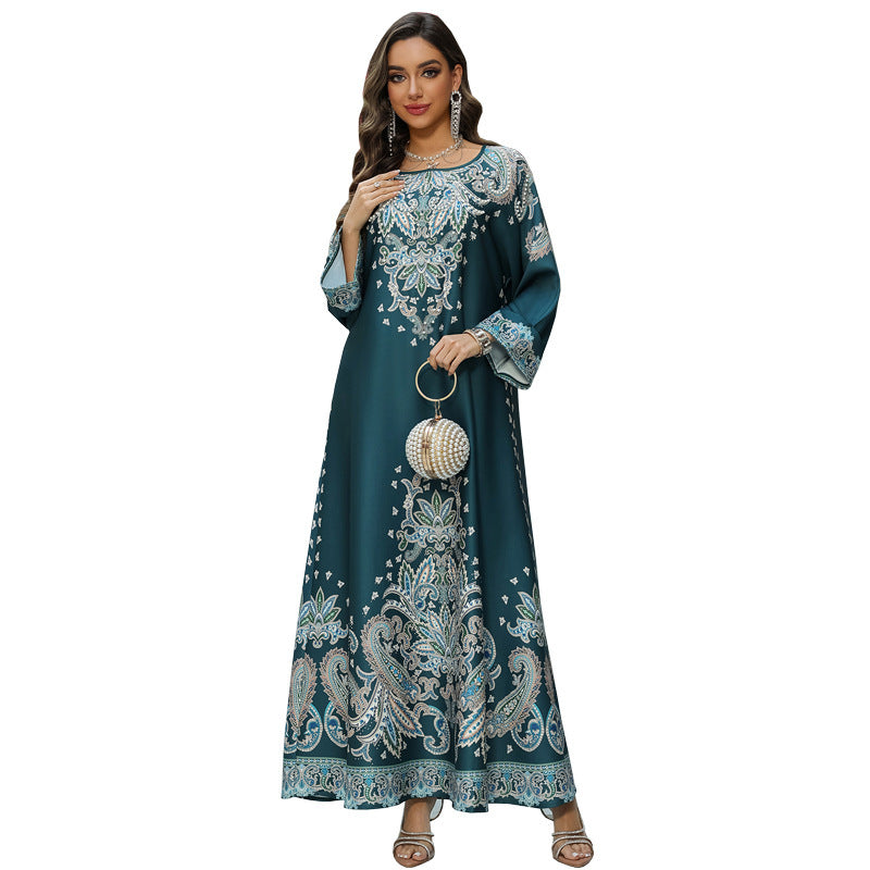 Muslim Robe Printed Dubai Women's Clothing Dress
