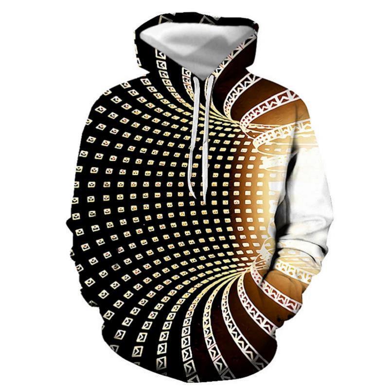 3d Plus Size Swirl Print Long-sleeved Hoodie Men's Sweater