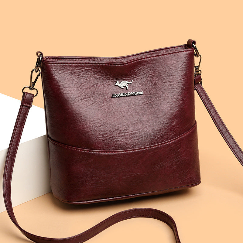 New Stylish Good Texture Soft Leather Wide Strap Crossbody Bag