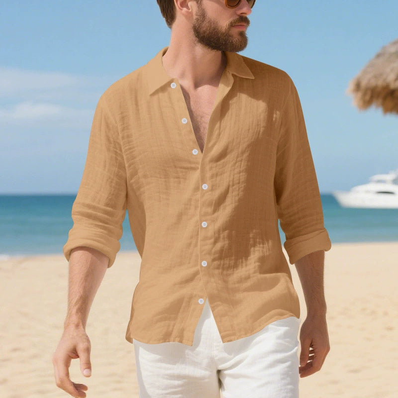 Linen American Style Loose Hawaiian Vacation Casual Shirt