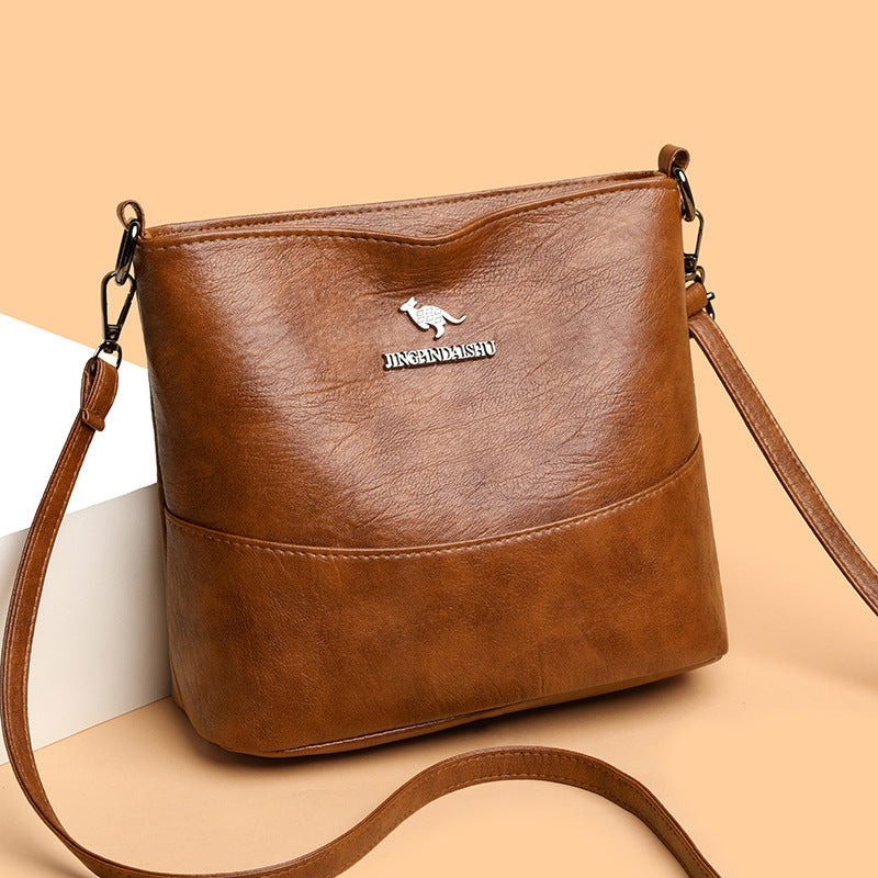 New Stylish Good Texture Soft Leather Wide Strap Crossbody Bag