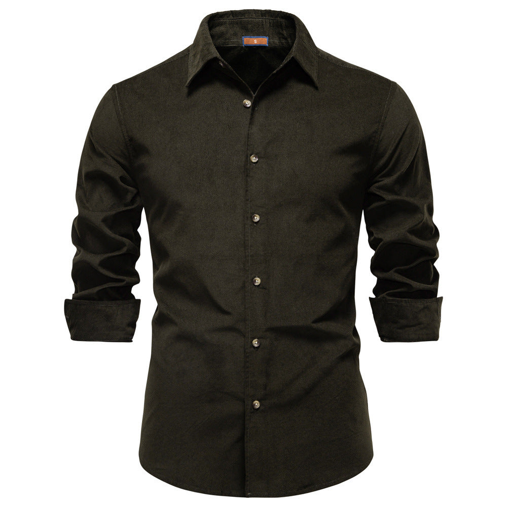 Men's Corduroy Pure Cotton Business Casual Long Sleeve Shirt