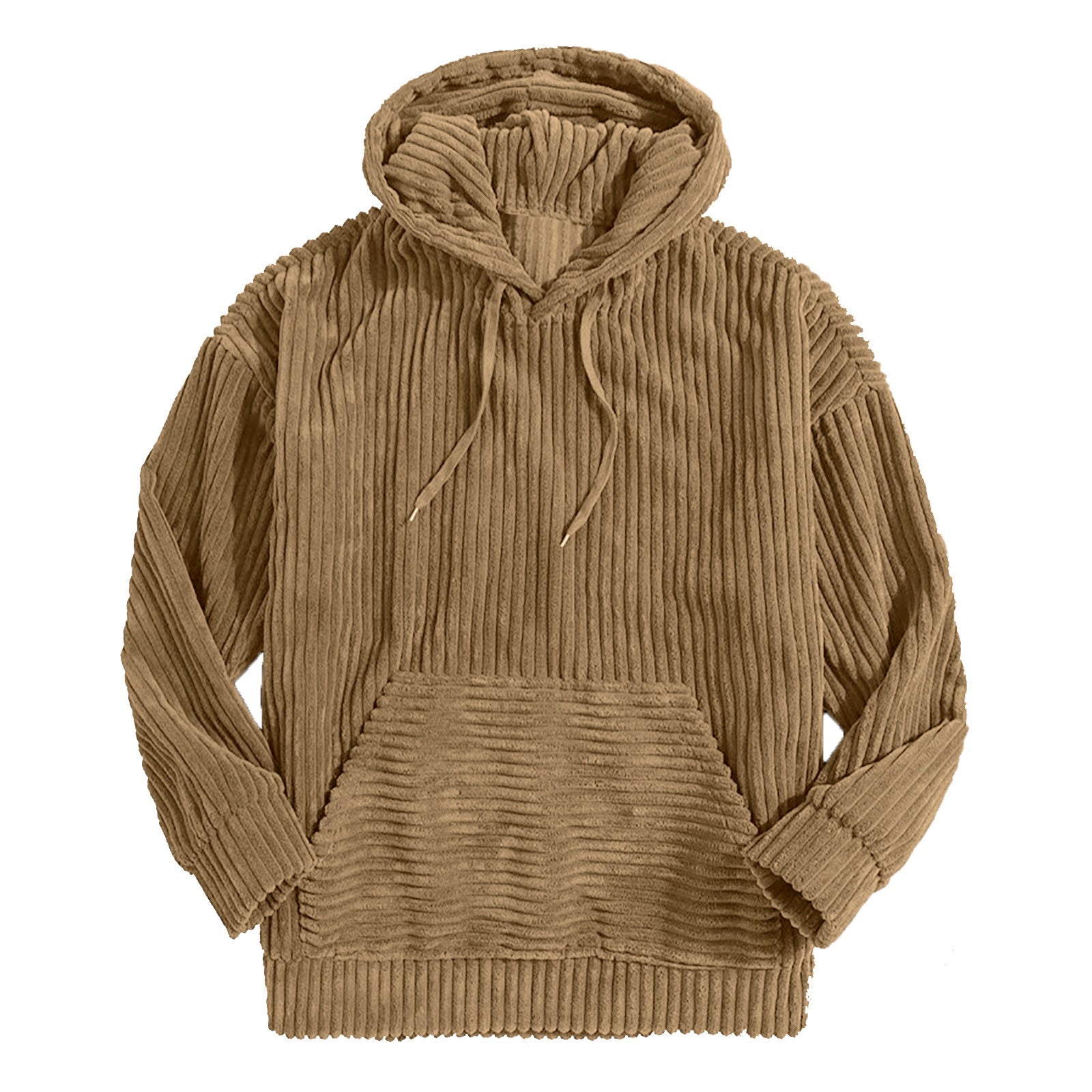 Corduroy Long Sleeve Solid Drop Shoulder Hoodie