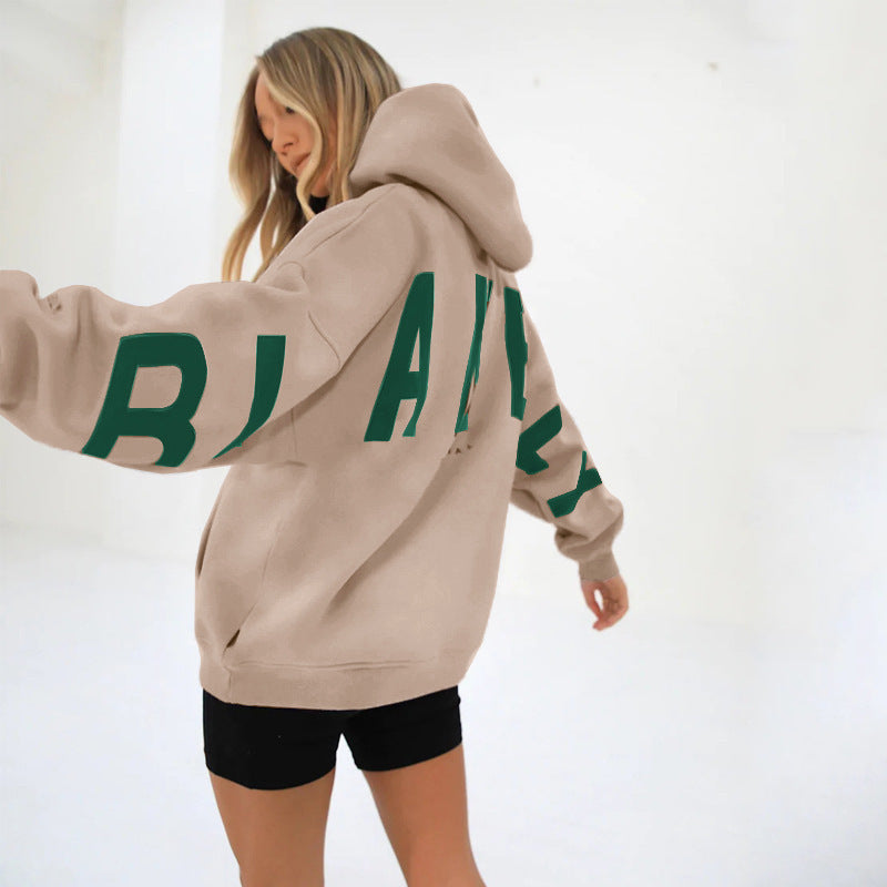 Fashionable Printed Thickened Versatile Long-Sleeve Loose-Fit Hoodie