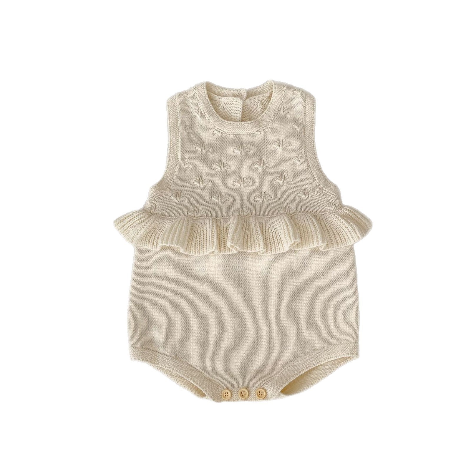 Baby Girl's Ruffle Vest Cute Fashionable Knitted Jacket All-matching Romper