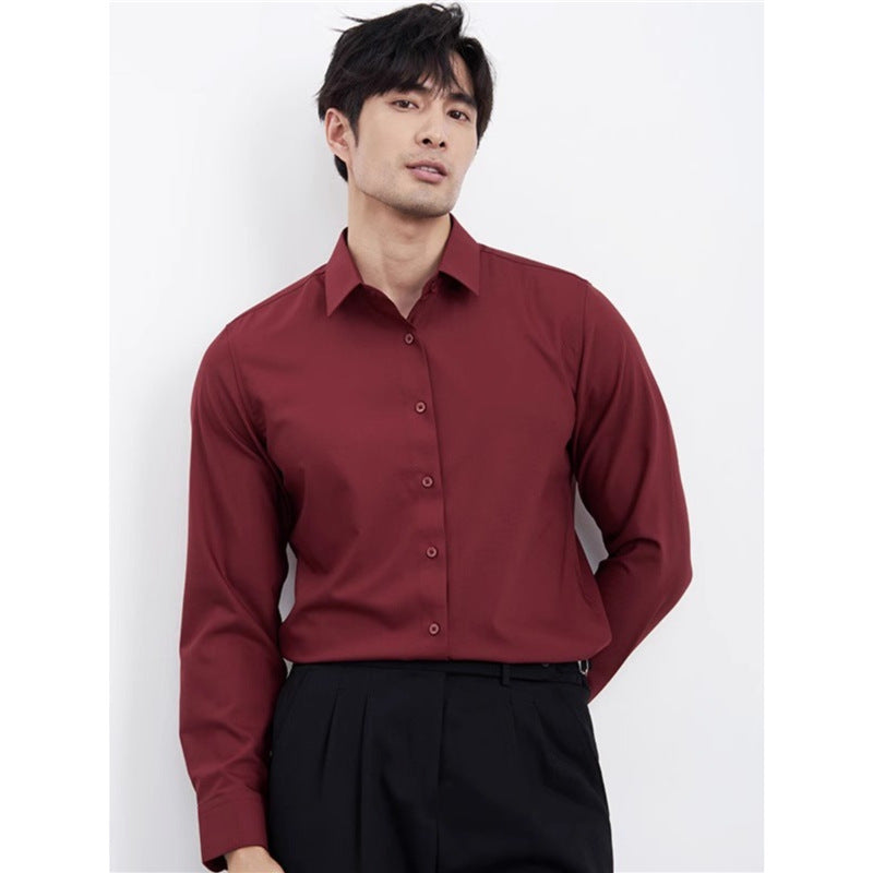 Lightly Mature Business Wine Red Shirt Men