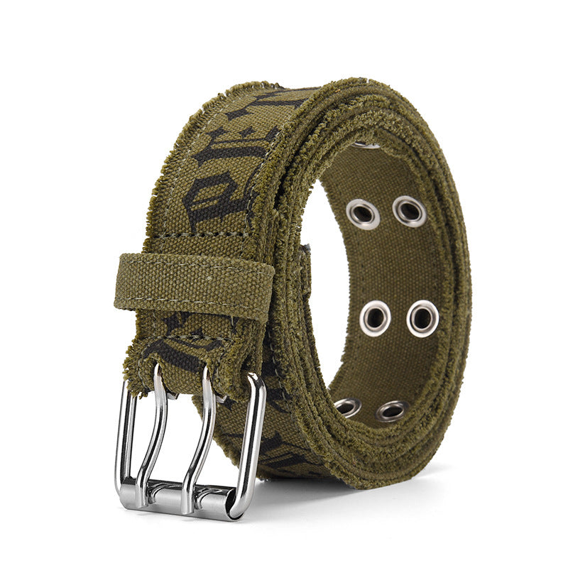 Jeans Belt Men's Embossed Cotton Washed