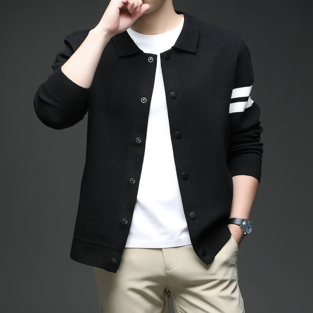 Knitted Cardigan Lapel Korean Slim Men's Jacket