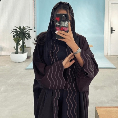 Arab Dubai Turkey Exquisite Embroidery Embroidery Coat With Headscarf Two Pieces