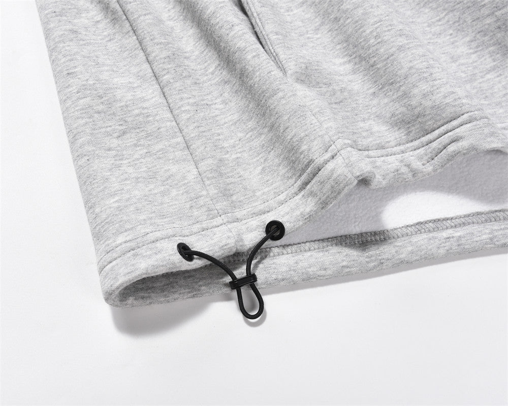 Solid Color All-matching Loose Casual Half Zip Pullover Hoodie