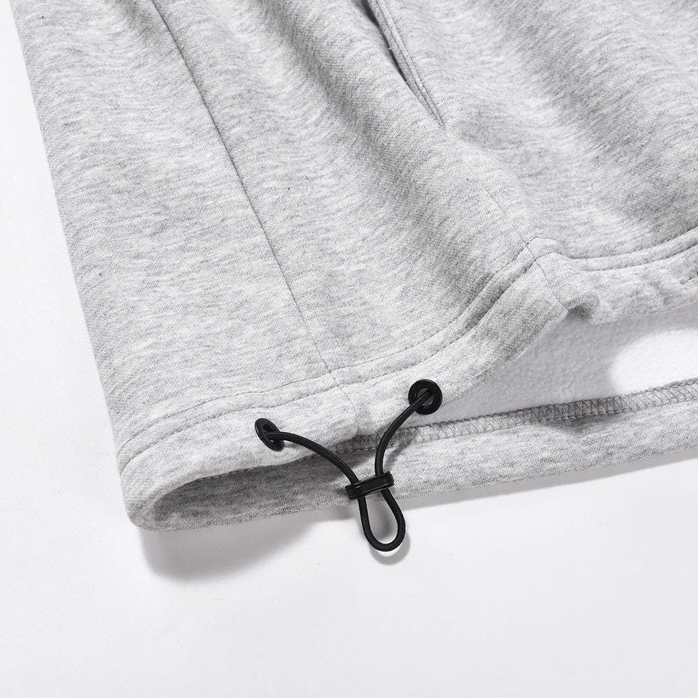 Solid Color All-matching Loose Casual Half Zip Pullover Hoodie