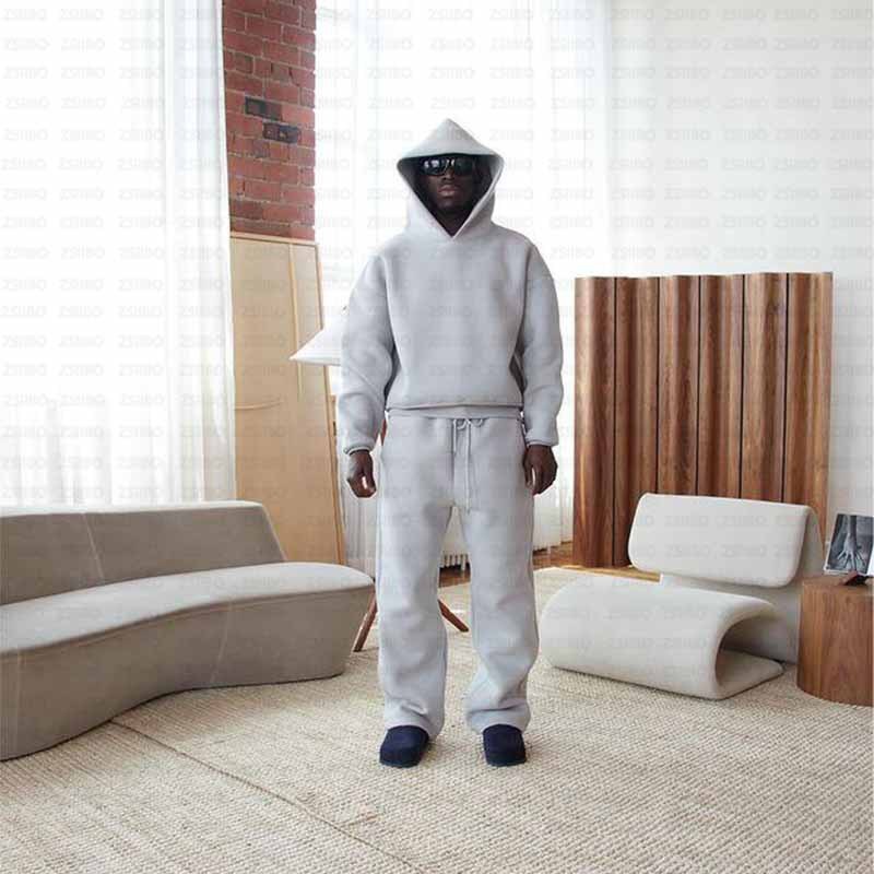 Casual Simple Couple Fashion Hoodie Solid Color Loose Sweater Sweatpants